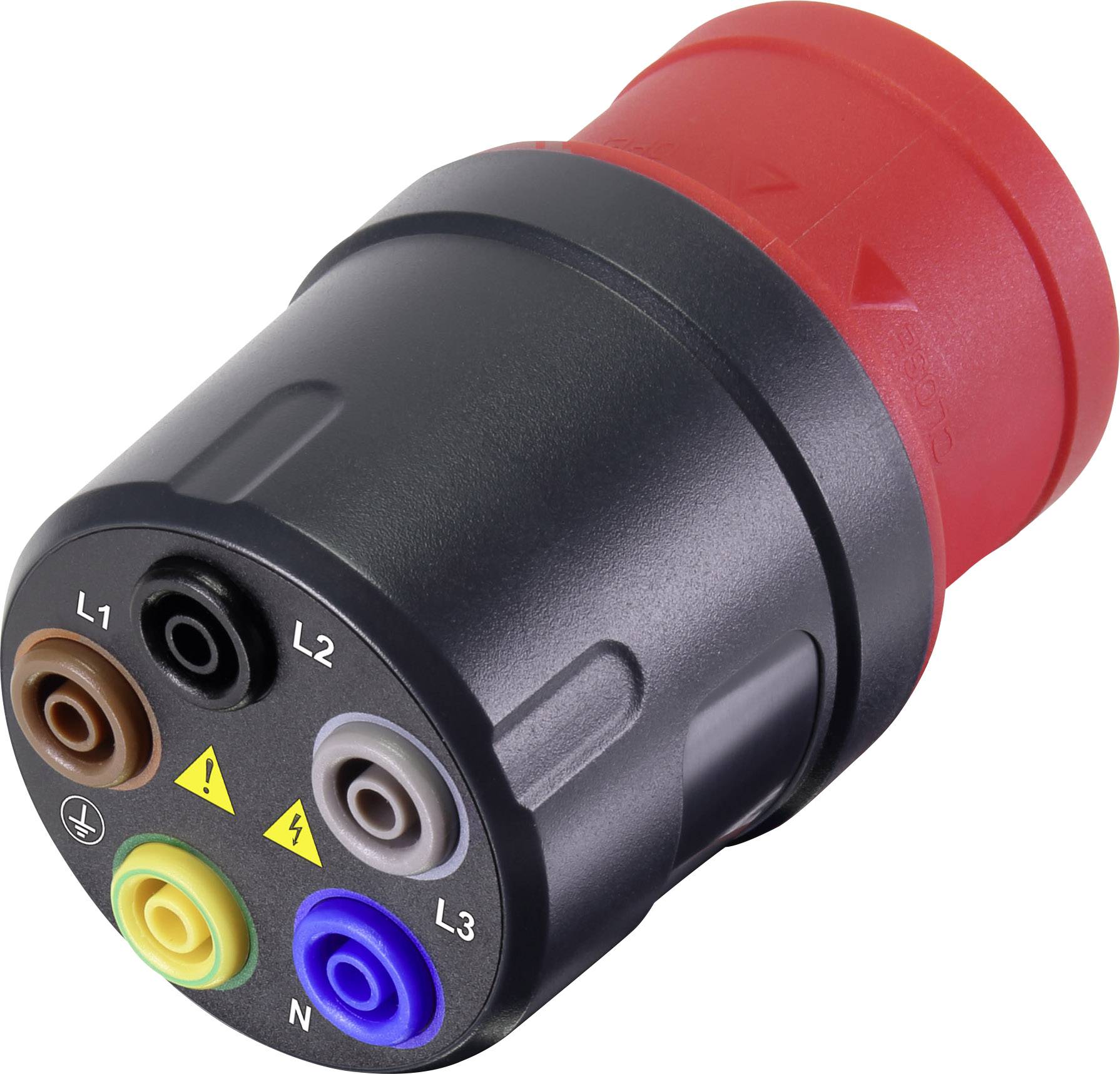 VOLTCRAFT VMA-3L 16 Test lead adapter CEE plug (5-pin, 16 A) - 4 mm socket Dark grey, Red