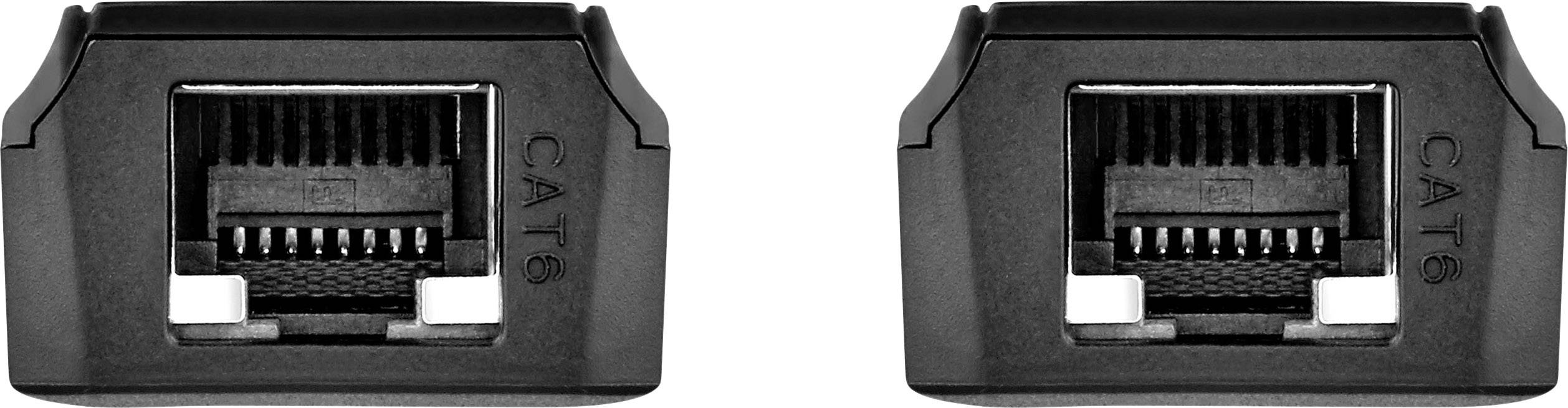 Two black CAT6 Ethernet ports side by side.