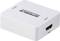 White HDMI splitter with input and output ports, manufactured by a company called Speaka Professional.