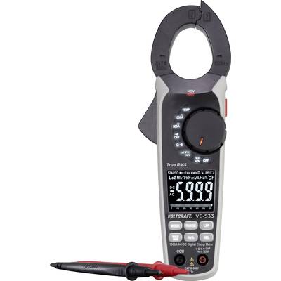 Digital clamp meter with large display, measuring range up to 1000 A, suitable for AC/DC current measurements and frequency measurement.