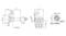 Technical drawing of an electrical potentiometer with dimensions and connections, showing side and front views with dimensional specifications.