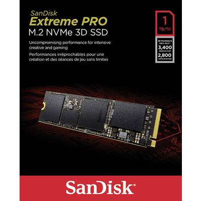 SanDisk Extreme PRO® 3D 1 TB NVMe/PCIe M.2 internal SSD M.2 NVMe PCIe 3.0 x4 Retail SDSSDXPM2-1T00-G25-4