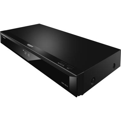 Black Blu-ray player with digital display and multiple buttons on the front panel. Device displays 'DISC' and symbol indicators.