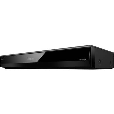 Black Panasonic Blu-ray Player, Model DP-UB824, in a side view. Digital display on the front shows '0:06:00'.