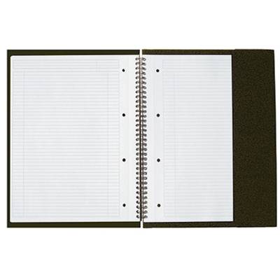 Open notebook with spiral binding and lined paper, ready for writing or note-taking.