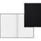 Open notebook with a black cover, showing squared paper for use in mathematics or note-taking.