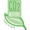 'CO2 Neutral Cradle to Gate' Logo in Green with Leaf Motif, Symbolising Environmentally Friendly Product Manufacturing.
