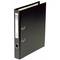 Black lever arch file with two lever mechanisms and a writable spine label. Stands upright, ideal for document storage.
