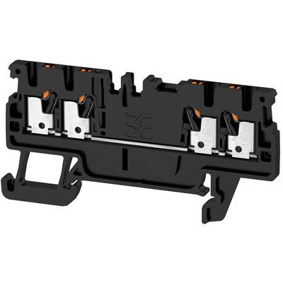 A black electrical terminal block with multiple connection terminals and orange accents.
