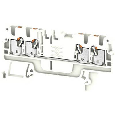 An electrical connector with four terminal points and a white plastic housing, suitable for use in electrical installations.