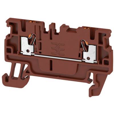 A brown electrical terminal block with metal connections, shown from the side, against a neutral background.