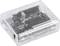 An Arduino Uno microcontroller board in a transparent case, revealing the electronic circuits and pins.