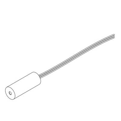 Drawing of a cylindrical sensor with two protruding wires. The sensor is simply illustrated and shows no markings.