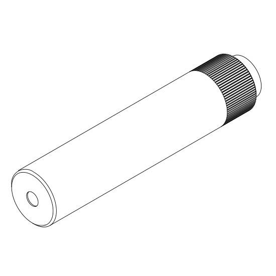 Line drawing of a cylindrical object with a ribbed end, resembling a fibre component filter.