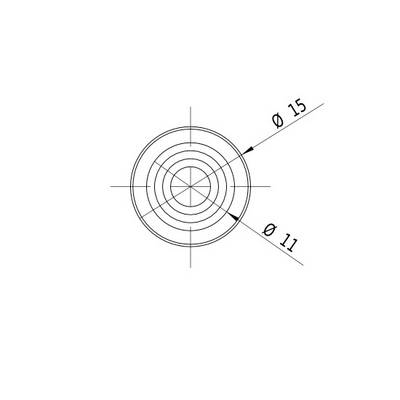 Technical drawing of a circle with two diameters: Ø 15 and Ø 11, highlighted by dashed lines.