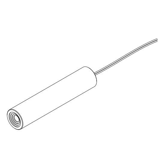A linear sketch of a cylindrical sensor with a cable on the right-hand side.