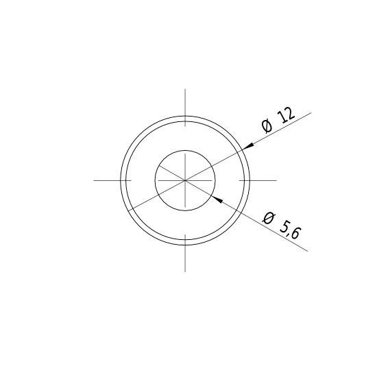 Technical drawing of a circle with two diameter specifications: Ø 12 and Ø 5.6. The smaller circle is located within the larger circle.