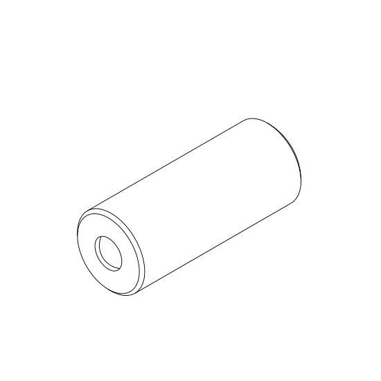 A simple isometric drawing of a cylindrical object showing a clear circle at one end.