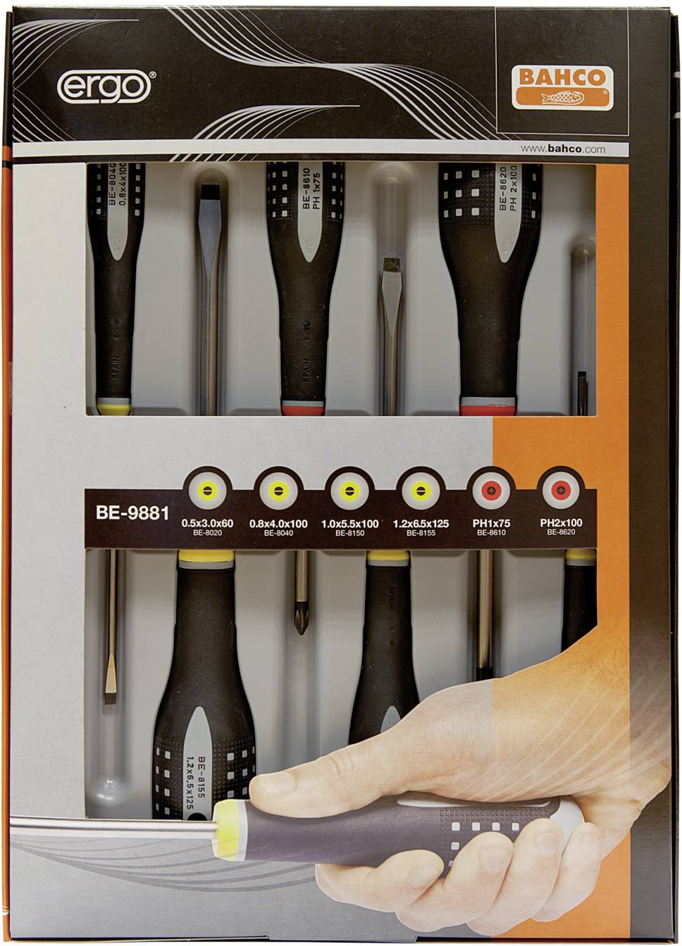 Bahco Ergo Workshop Screwdriver set 6-piece Slot, Pozidriv
