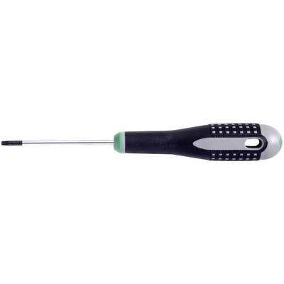 A black screwdriver with green accents and a Phillips head, suitable for cross-head screws.