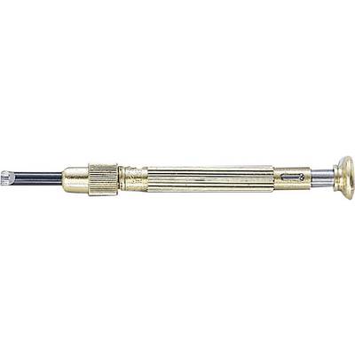 A gold-coloured precision screwdriver with a knurled handle and a flat tip.