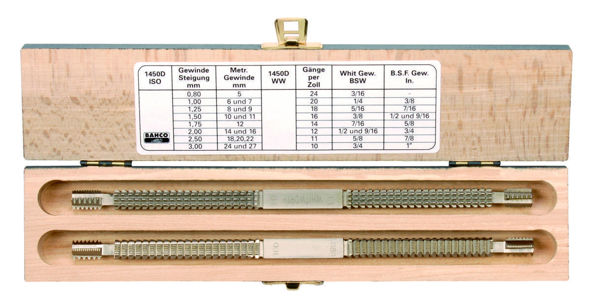 Bahco 1450D/2 Double Thread file set, 2-piece, with thread table 1 pc(s)