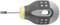 A flat-head screwdriver with a short yellow and grey handle, suitable for working in hard-to-reach places.