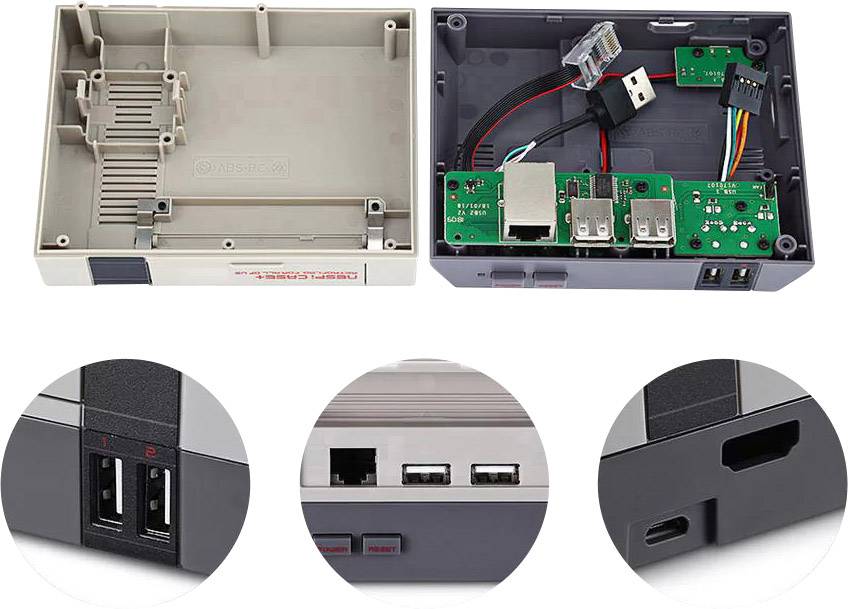 Joy It Rpi Nes Case Sbc Housing Compatible With Raspberry Pi Usb