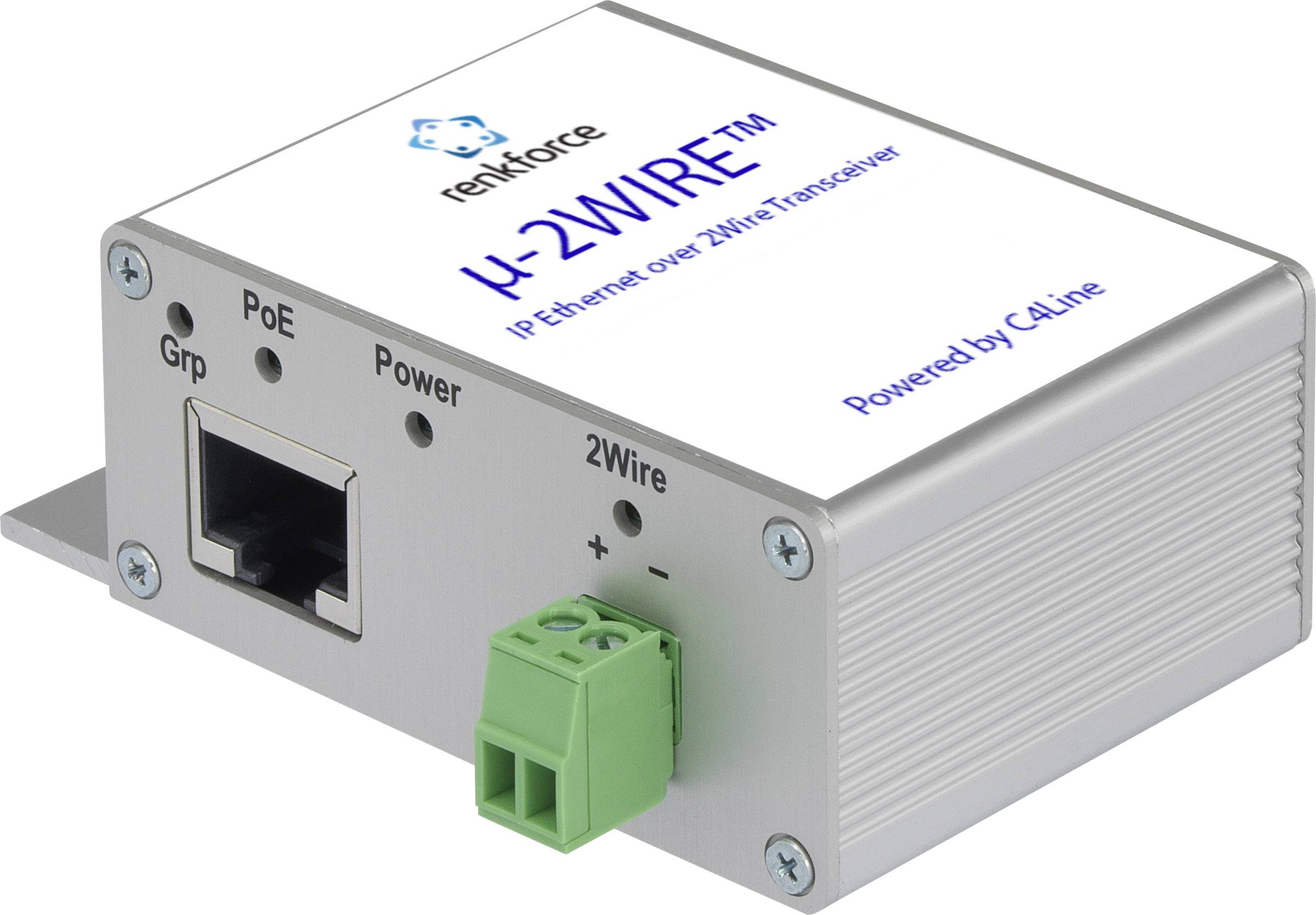 Renkforce RF-3395610 Network extender Two-wire Range (max.): 300 m 1 pc(s) 200 Mbps PoE
