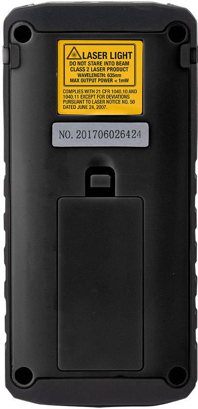 A black back cover of a device with a warning notice for laser light. The notice includes laser class and safety information.