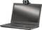 An open laptop with a webcam on the screen. The laptop is black, and the webcam is positioned directly in the centre at the top.
