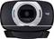 A black webcam with a grey ring and 'HD 1080p' text in the centre. Logo on the right side.