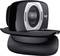 A black webcam with a silver rim and the inscription 'HD 1080p', mounted on a monitor, faces forward.