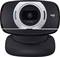 Black webcam with HD 1080p resolution and Logitech logo in the top right corner, in close-up.