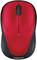 Red wireless Logitech mouse with black border and scroll wheel, suitable for computer control.