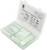 A plastic organiser with multiple small compartments, with a lid featuring an overview with symbols and descriptions.