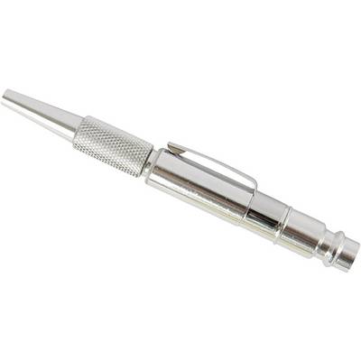 A metallic tool, cylindrical, with a ribbed grip area and a tapered point. Likely used for precision drilling or marking points.