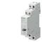 A white electrical circuit breaker by Siemens. Model number and specifications are printed. Suitable for mounting on a DIN rail.