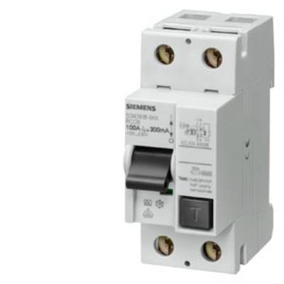 A white Siemens circuit breaker with a black switch, labels, and technical details on the front.