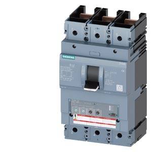 A three-pole Siemens circuit breaker, model number 3VA2 100, for electrical circuit interruption and protection in electrical systems.