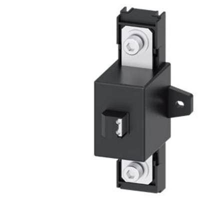 A black, rectangular electrical device with two silver terminal clamps at the top and bottom, possibly a switch or module.