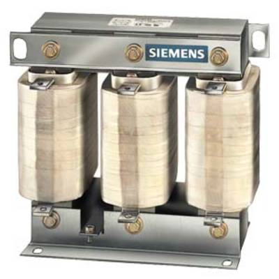 Three-phase choke inductor by Siemens with three stacked coils for reducing harmonic distortions in electrical systems.