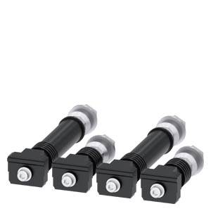 Four set screws with nuts, arranged in a row, are shown from left to right.