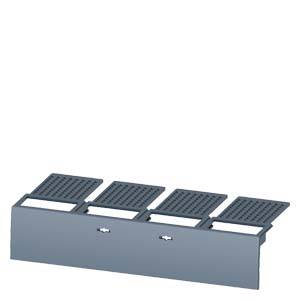 A dark grey metal box with four perforated flaps on the top. Likely used for ventilation or filtration.