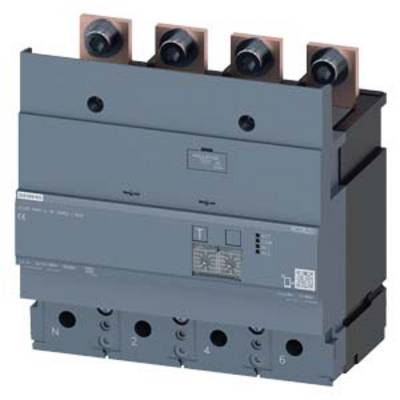 A grey four-pole circuit breaker with four copper terminals on top and six terminal blocks below, numbered N, 1-6.