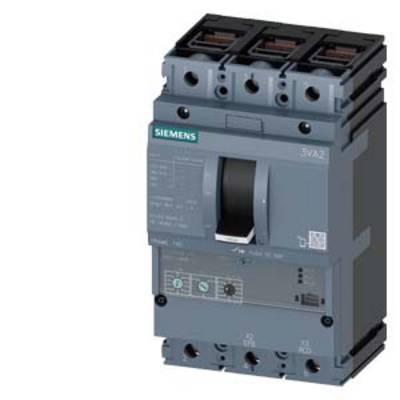 Circuit breaker, mounted with three poles, Siemens logo visible. Used for controlling and protecting electrical circuits.