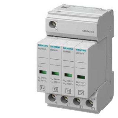 Siemens surge protection device with green status indicators, suitable for mains voltage 240V. Modular design, for electrical installations.