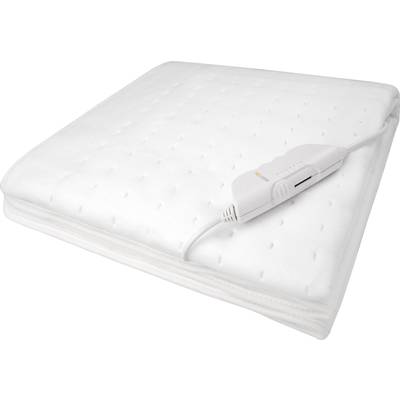 White heated blanket with control unit, folded. Suitable for warmth and comfort.<br><br>Note: The translation maintains the original meaning and structure while using natural British English phrasing.