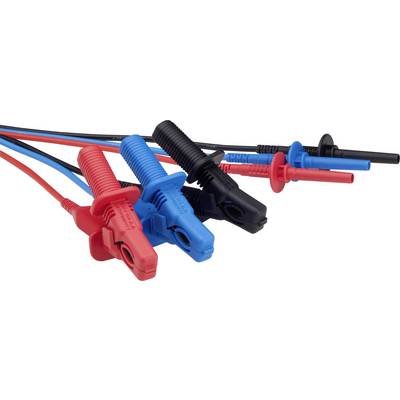 Five interconnected tactile heads in red, blue, and black, typical of electrical measuring instruments.