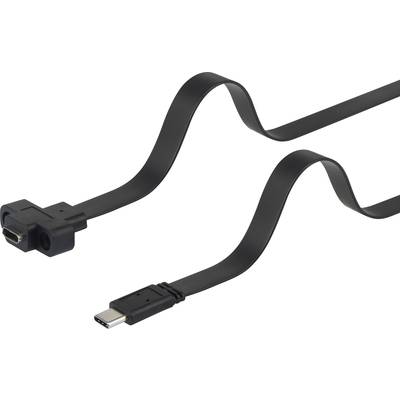 Renkforce USB cable USB 3.2 1st Gen (USB 3.0 / USB 3.1 1st Gen) USB-C® plug, USB-C® socket 0.25 m Black screwable, highl